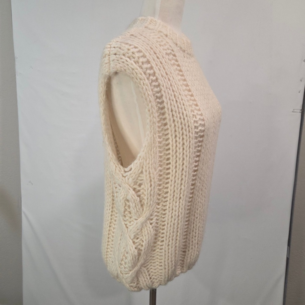 Zara Womens Cream Sweater Vest Size S Chunky Cable Knit Sleeveless Academia NWT - Picture 8 of 13